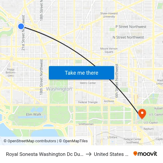 Royal Sonesta Washington Dc Dupont Circle to United States Capitol map