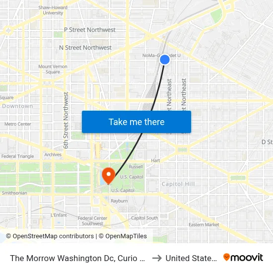 The Morrow Washington Dc, Curio Collection by Hilton to United States Capitol map