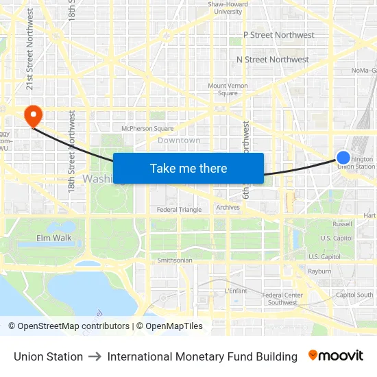 Union Station to International Monetary Fund Building map