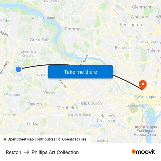 Reston to Phillips Art Collection map