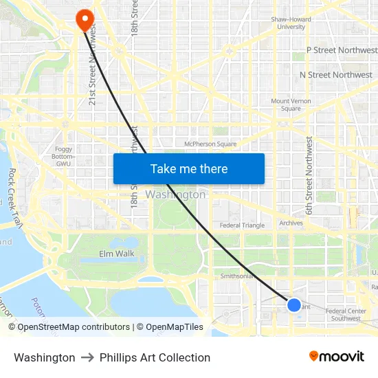 Washington to Phillips Art Collection map