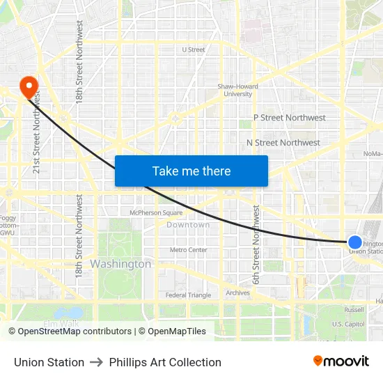 Union Station to Phillips Art Collection map
