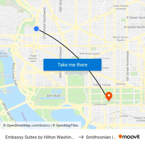 Embassy Suites by Hilton Washington DC Georgetown to Smithsonian institution map