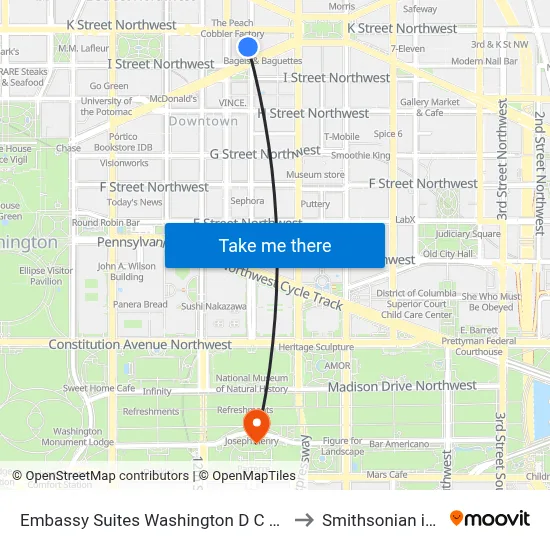 Embassy Suites Washington D C Convention Center to Smithsonian institution map