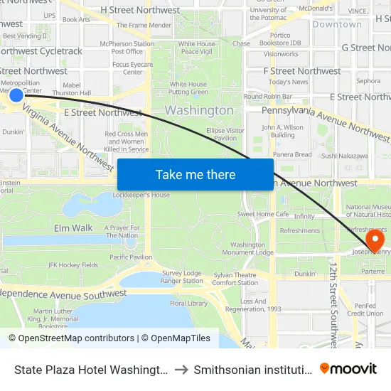 State Plaza Hotel Washington to Smithsonian institution map