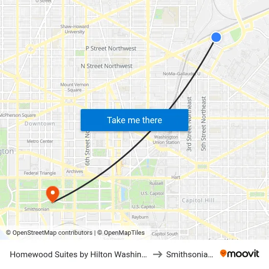 Homewood Suites by Hilton Washington DC NoMa Union Station to Smithsonian institution map