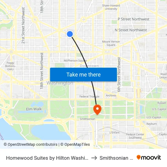 Homewood Suites by Hilton Washington D C Downtown to Smithsonian institution map