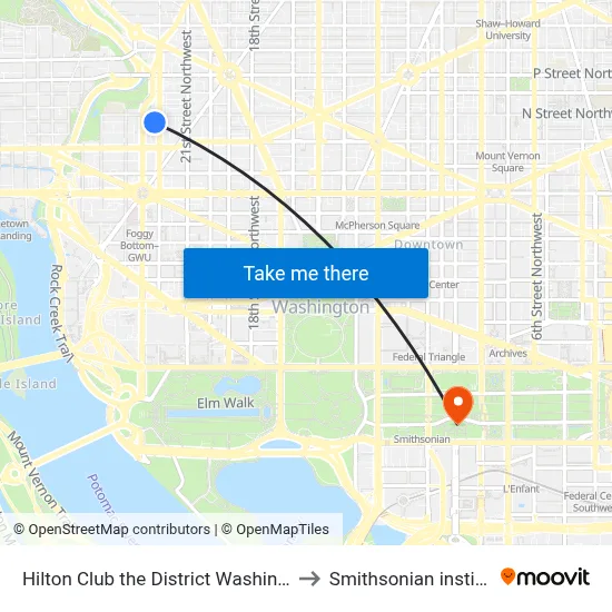Hilton Club the District Washington Dc to Smithsonian institution map