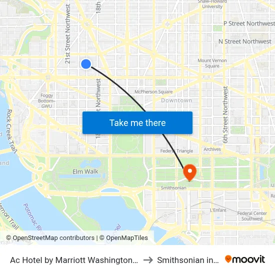 Ac Hotel by Marriott Washington Dc Downtown to Smithsonian institution map
