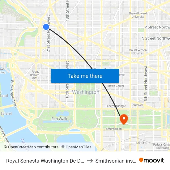 Royal Sonesta Washington Dc Dupont Circle to Smithsonian institution map