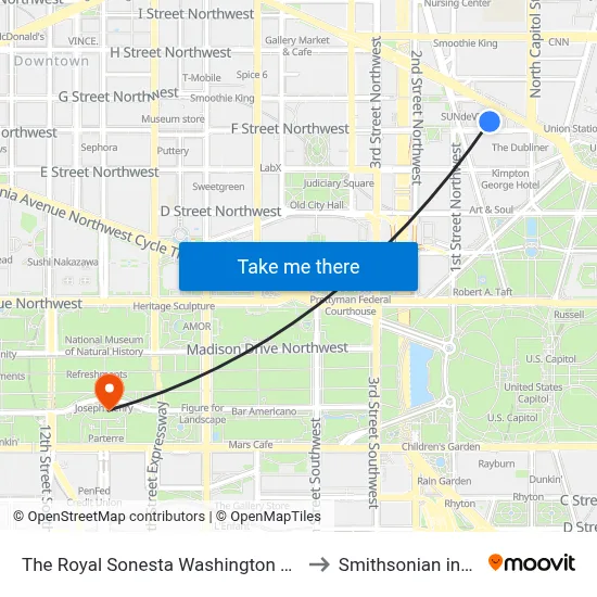 The Royal Sonesta Washington Dc Capitol Hill to Smithsonian institution map