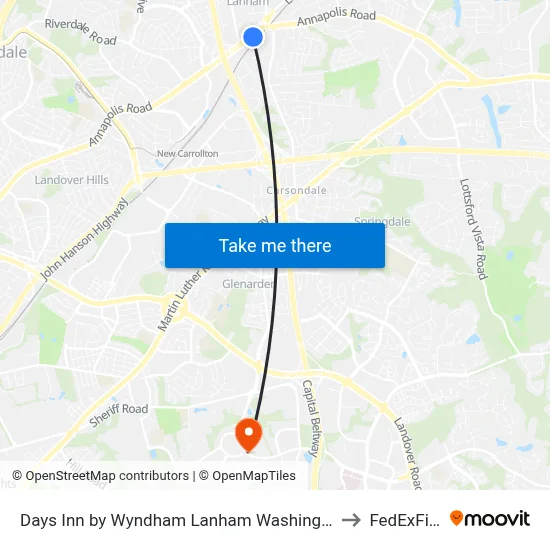 Days Inn by Wyndham Lanham Washington D.C to FedExField map
