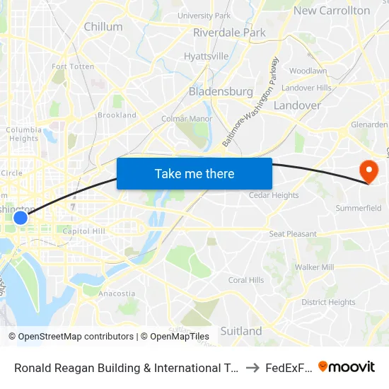 Ronald Reagan Building & International Trade Center to FedExField map