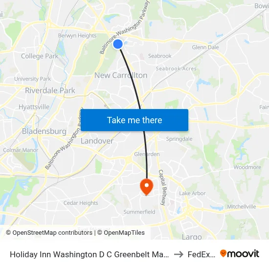 Holiday Inn Washington D C Greenbelt Maryland an IHG Hotel to FedExField map