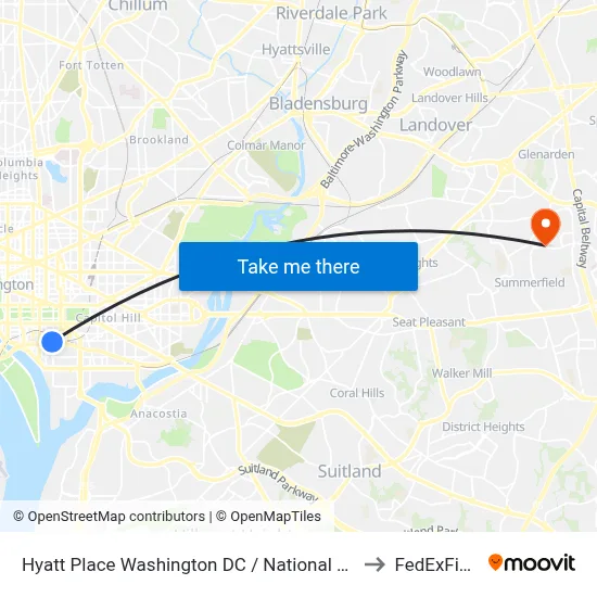 Hyatt Place Washington DC / National Mall to FedExField map