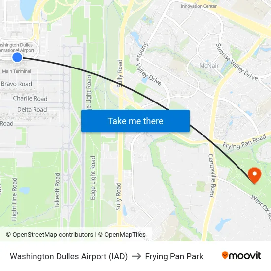 Washington Dulles Airport (IAD) to Frying Pan Park map