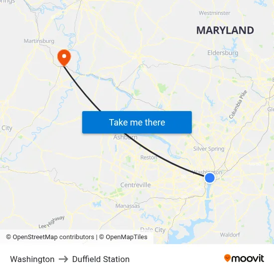 Washington to Duffield Station map