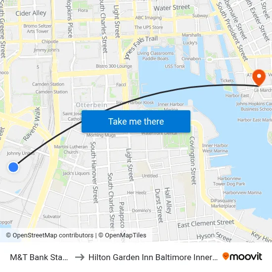 M&T Bank Stadium to Hilton Garden Inn Baltimore Inner Harbor map