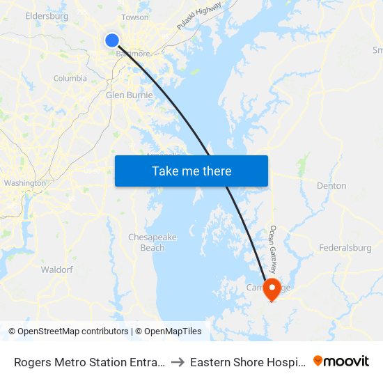 Rogers Metro Station Entrance Nb to Eastern Shore Hospital Ctr map