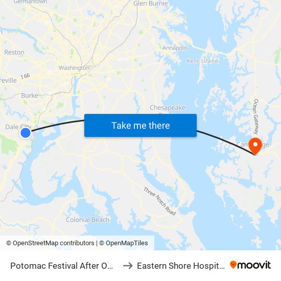 Potomac Festival After Omniride to Eastern Shore Hospital Ctr map