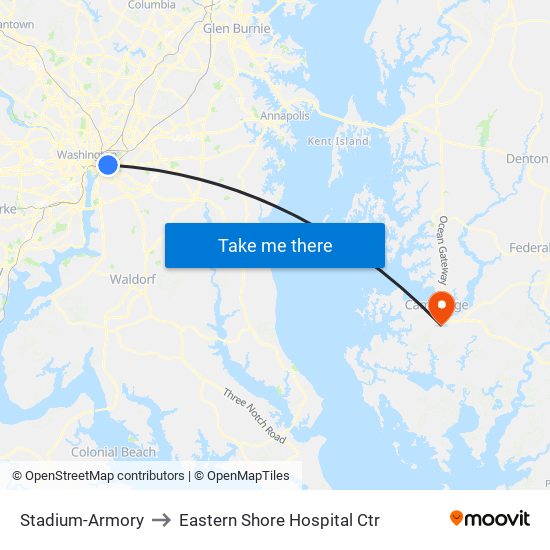 Stadium-Armory to Eastern Shore Hospital Ctr map
