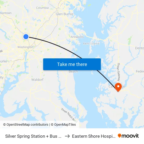 Silver Spring+Bay 113 to Eastern Shore Hospital Ctr map