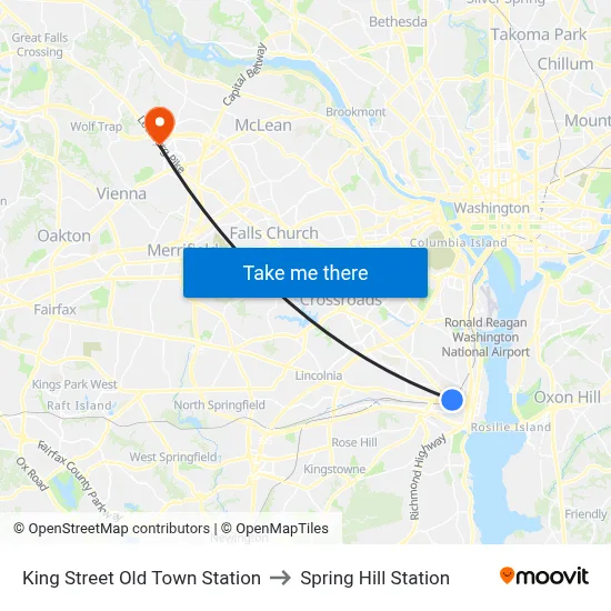 King Street Old Town Station to Spring Hill Station map