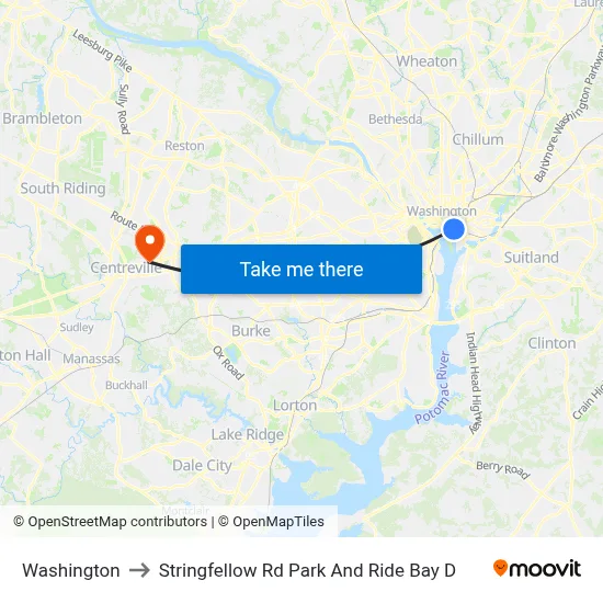 Washington to Stringfellow Rd Park And Ride Bay D map