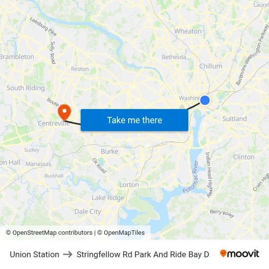Union Station to Stringfellow Rd Park And Ride Bay D map