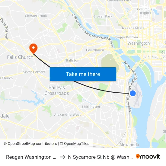 Reagan Washington Airport DCA to N Sycamore St Nb @ Washington Blvd FS map