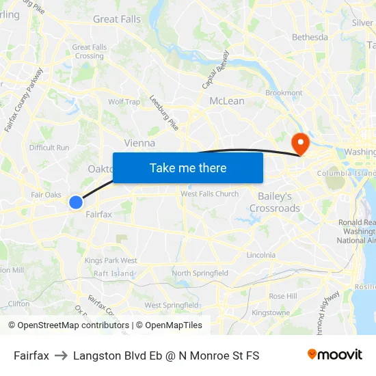 Fairfax to Langston Blvd Eb @ N Monroe St FS map