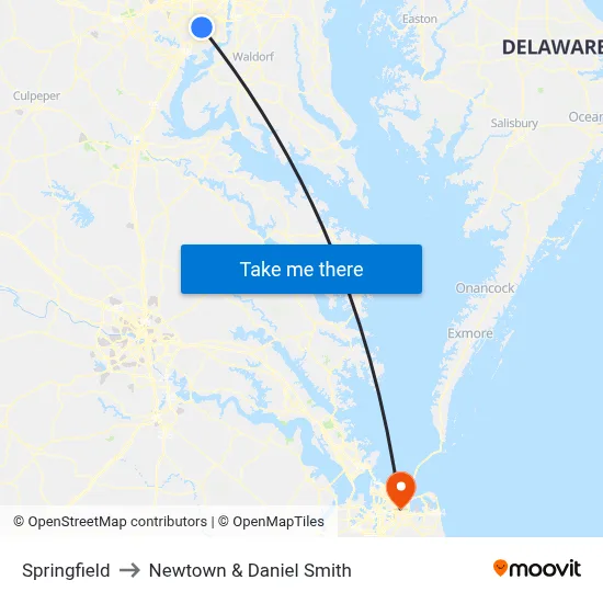 Springfield to Newtown & Daniel Smith map