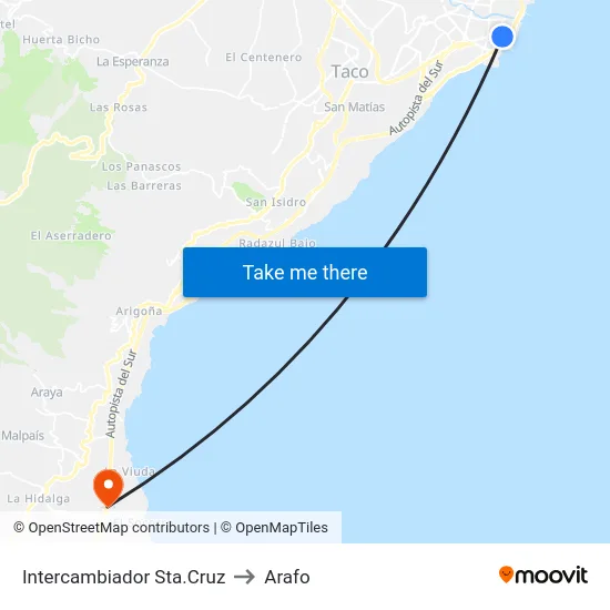 Intercambiador Sta.Cruz to Arafo map
