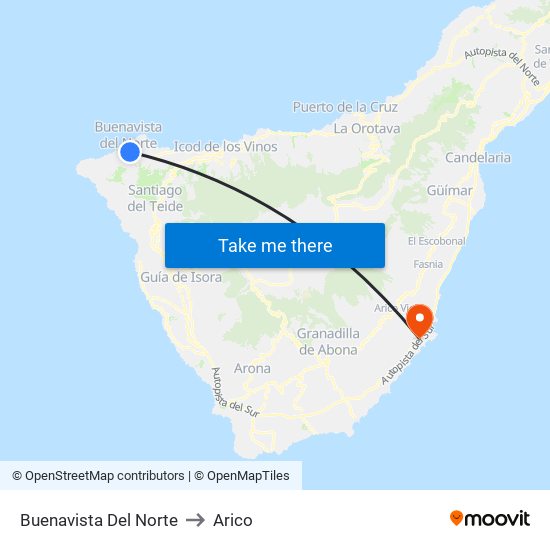 Buenavista Del Norte to Arico map