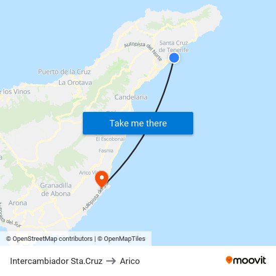 Intercambiador Sta.Cruz to Arico map