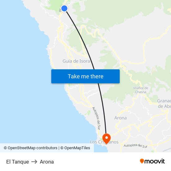 El Tanque to Arona map