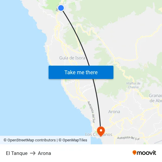 El Tanque to Arona map