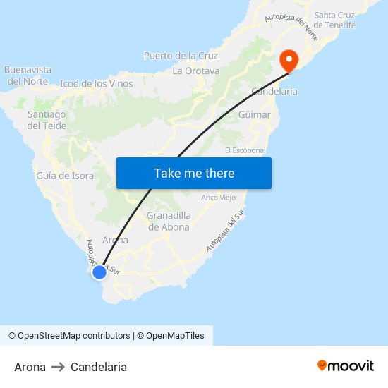 Arona to Candelaria map