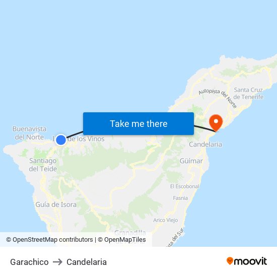 Garachico to Candelaria map