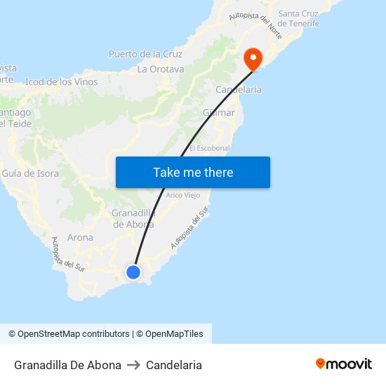 Granadilla De Abona to Candelaria map