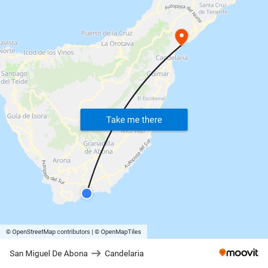 San Miguel De Abona to Candelaria map