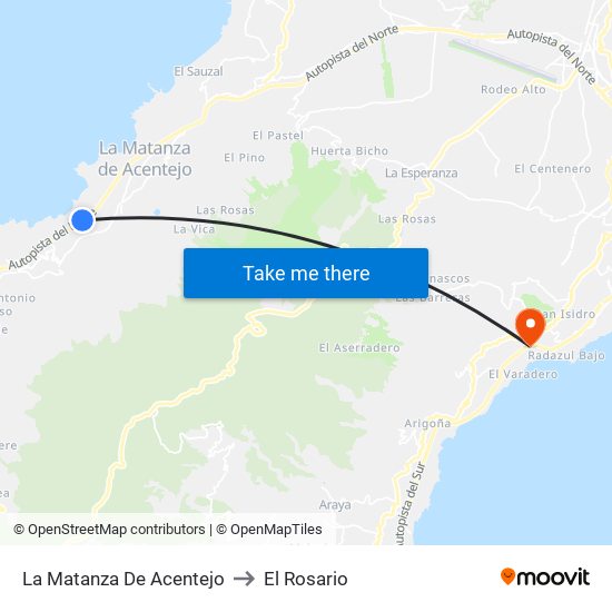La Matanza De Acentejo to El Rosario map