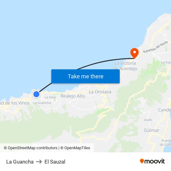 La Guancha to El Sauzal map