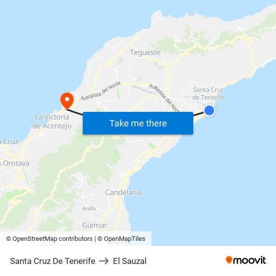 Santa Cruz De Tenerife to El Sauzal map