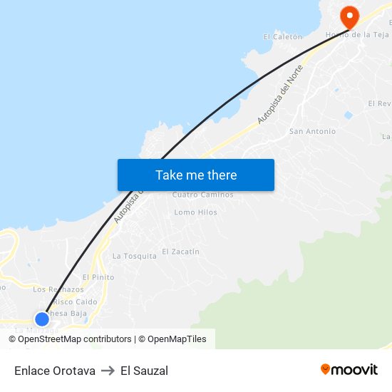 Enlace Orotava to El Sauzal map