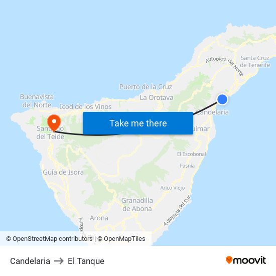 Candelaria to El Tanque map