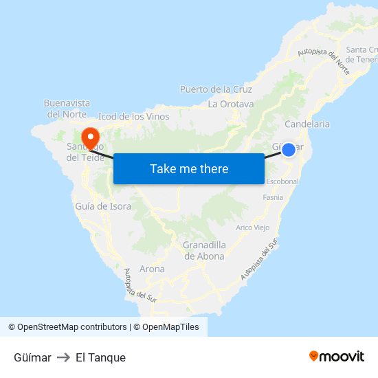 Güímar to El Tanque map