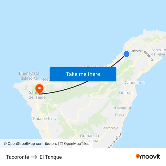 Tacoronte to El Tanque map