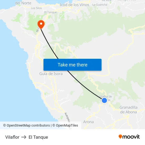 Vilaflor to El Tanque map