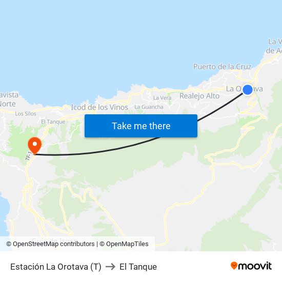 Estación La Orotava (T) to El Tanque map